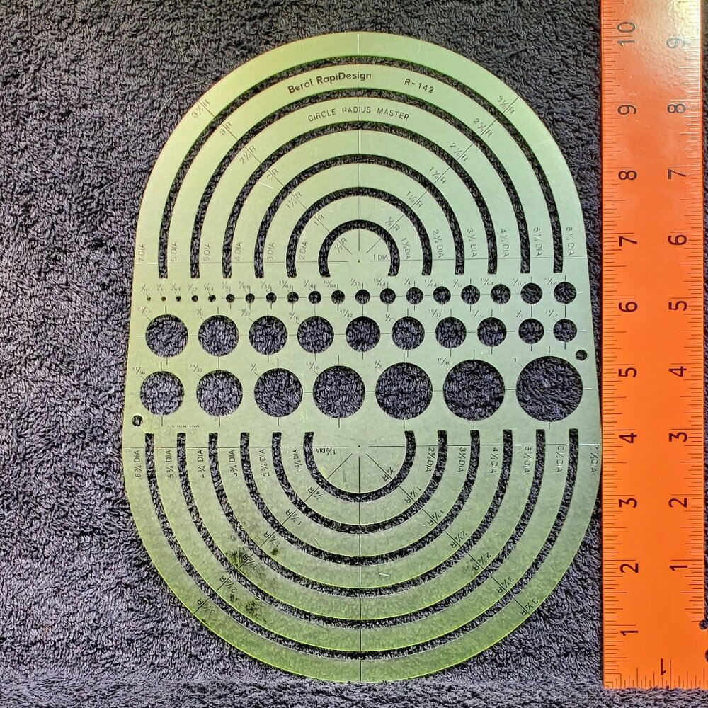 VINTAGE MANUAL DRAFTING THREE CIRCLE TEMPLATES SIZE RANGE FROM 3/64 TO 3 1/2 IN. - Picture 3 of 3